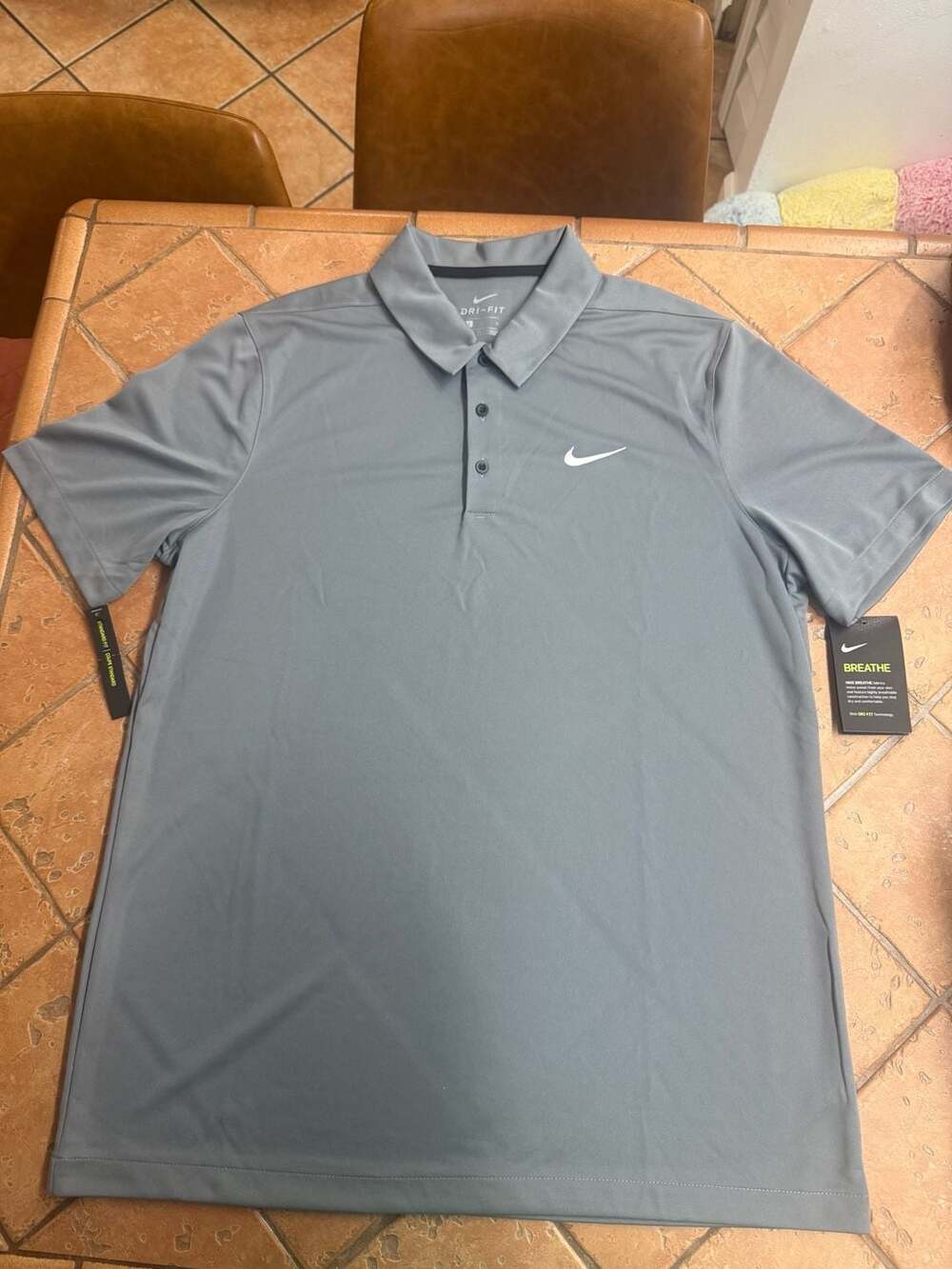 Nike Men's Dri-FIT Standard Fit Polo Shirt Gray Size L